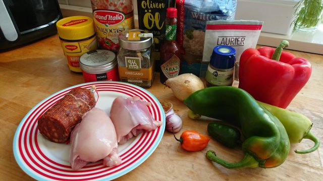 Jambalaya met kip en chorizo ingrediënten